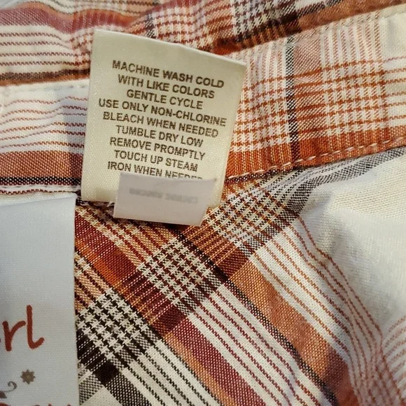 Orange Plaid Snap button down - Picture 7 of 8